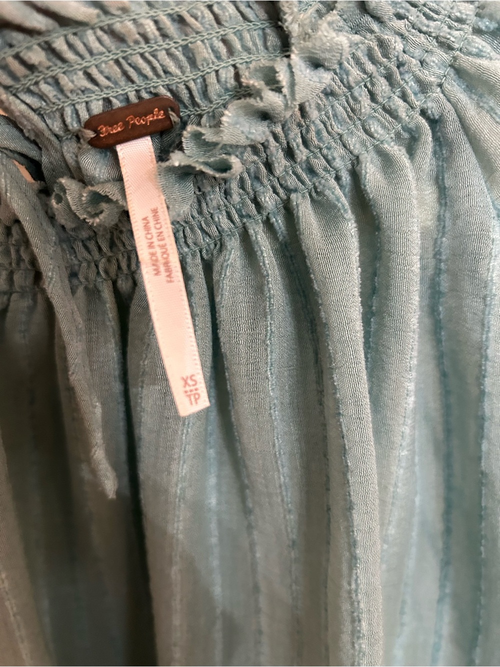Free People Dusty Blue Smocked Maxi Skirt